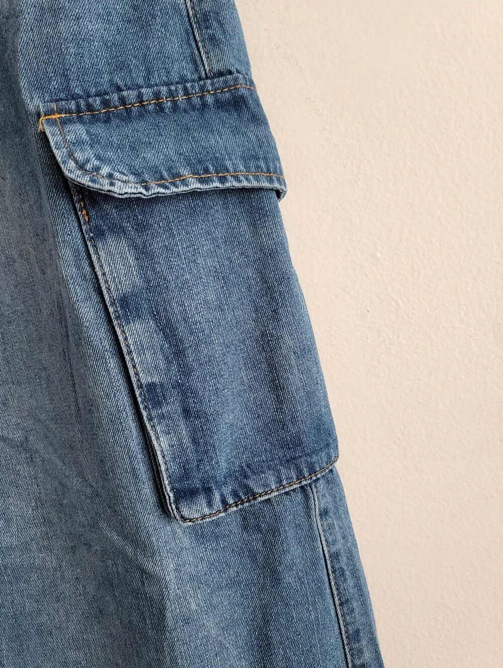 NEW Forever 21 Denim Cargo Maxi Skirt Large Medium Wash Y2K - Picture 4 of 8